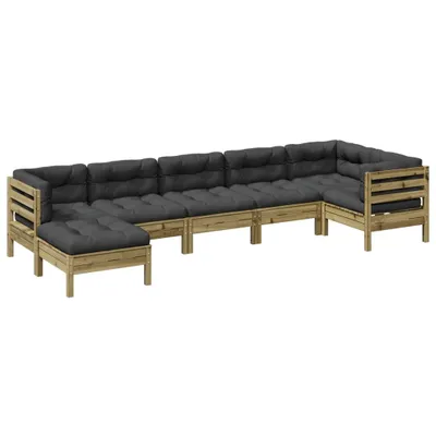 Produktbild von 7-tlg. Garten-Sofagarnitur mit Kissen Kiefernholz Imprägniert