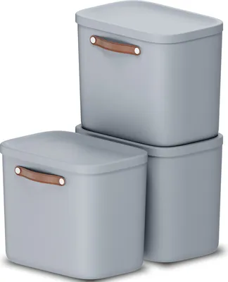 Produktbild von Rotho Aufbewahrungsbox 3er-Set 25L Maloja - Kunststoffbox 40 x 23,5 x 34 cm - Box mit Deckel - Stapelbox sicher verschließbar - Plastikbox