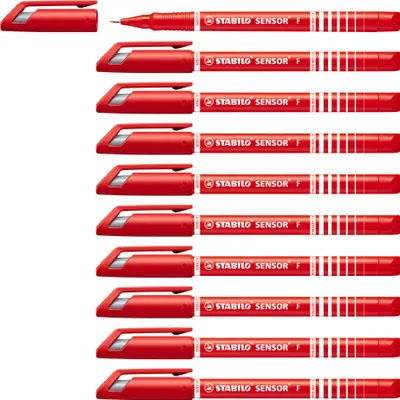 Produktbild von STABILO Fineliner mit gefederter Spitze - SENSOR F - fein - 10er Pack - rot