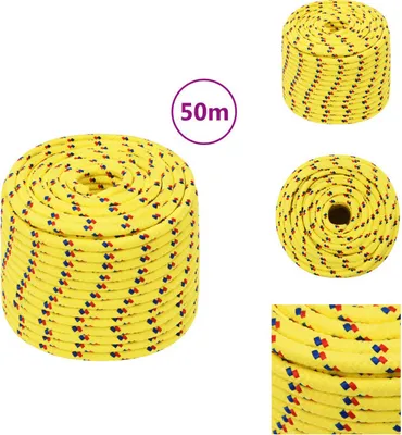 Image de vidaXL Corde de bateau jaune 14 mm 50 m Polypropylène - Cordes