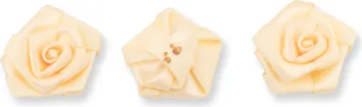 Produktbild von Satinrosen 3cm zum Basteln & Aufnähen 10 Stück Dunkelcreme