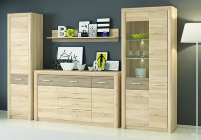 Produktbild von Wohnzimmer Komplett - Set G Mesquite, 4-teilig, Farbe: Sonoma Eiche hell / Sonoma Eiche Trüffel
