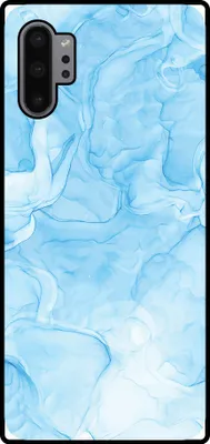 Produktbild von Smartphonica Handytasche Passend für Samsung Galaxy Note 10 Plus mit Marmordruck - TPU Rückendeckung Fall Marmor Design - Hellblau