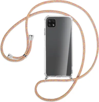 Produktbild von Handykette Backcover-Schutzhülle mit Band (Metall silberfarben) für Samsung Galaxy A22 5G (A226) - Rainbow