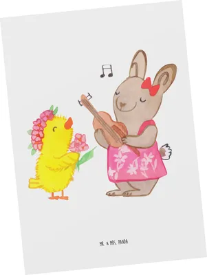 Produktbild von Mr. & Mrs. Panda Postkarte Ostern Frühlingsgefühle - Weiß - Geschenk, Postkarten, Musik, Fotokarte, Küken, Ansichtskarte, Grußkarte, Frühling, Hase, Ansichtskarten