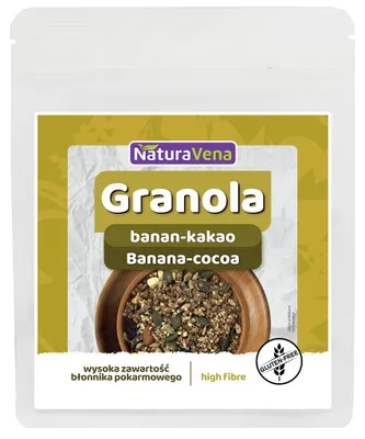 GRANOLA BANAN-KAKAO BEZGLUTENOWA 200 g - NATURAVENA
