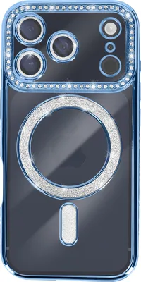 Produktbild von Avizar, Hülle iPhone 17 Pro Max MagSafe-kompatibel mit Strass-Rand, Hellblau