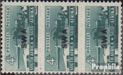 Produktbild von Briefmarken Namibia - Südwestafrika 1942 Mi 244 Dreierstreifen postfrisch Rüstungsbilder