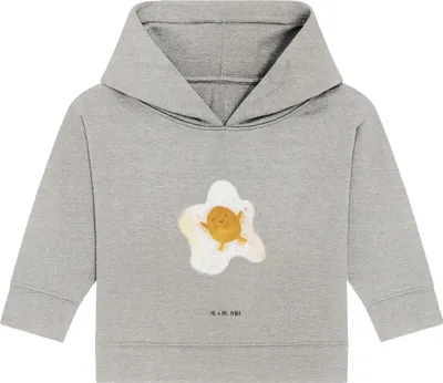Produktbild von Mr. & Mrs. Panda Organic Baby Hoodie Spiegelei Ei 24. - 36. Monat - Heather Grey - Geschenk, Glücklich, Liebe, Schön, Kapuzensweatshirt, Tag, Lustige Sprüche