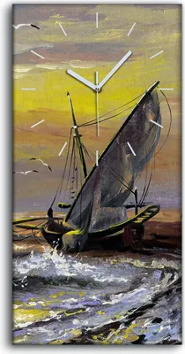 Produktbild von Wandbild Leinwand Bilder Wanduhr Geräuschlos Kunstdruck 30x60 Segel boot - weiße Hände