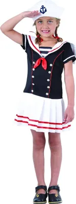 Produktbild von Matrosenkostüm für Mädchen Seefahrerin blau-weiss-rot M 7-9 Jahre (120-130 cm)
