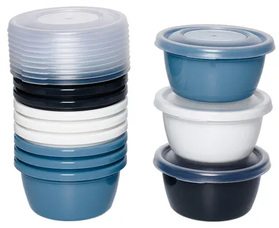 Aufbewahrungsdosen 12er-Set, 0,25 l, rund, bunt, luftdicht, stapelbar
