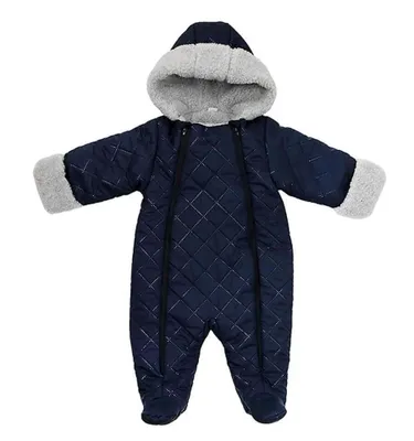 Produktbild von Winterlicher Baby-Overall mit Merinowollfell, blau 68 cm