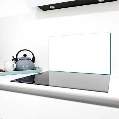 Produktbild von Herdabdeckplatten Glaskeramikkochfeld-Abdeckung Spritzschutz Glas 90x52 Weiß