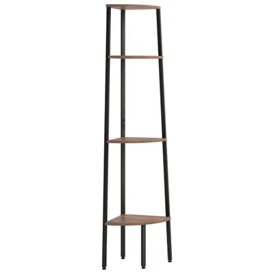 Produktbild von 4-stöckiges Eckregal Dunkelbraun und Schwarz 45,5 x 31,5 x 150 cm