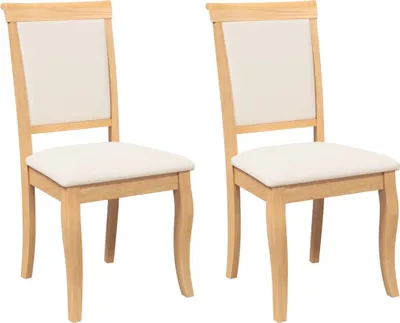 Image de vidaXL Chaises de salle à manger avec coussins 2 pcs. Nature bois massif hévéa