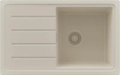 Produktbild von PRIMAGRAN Spülbecken Beige 70x44cm, Granitspüle 1 Becken + Ablauf-Set, Küchenspüle ab 45er Unterschrank - Kopenhagen Easy