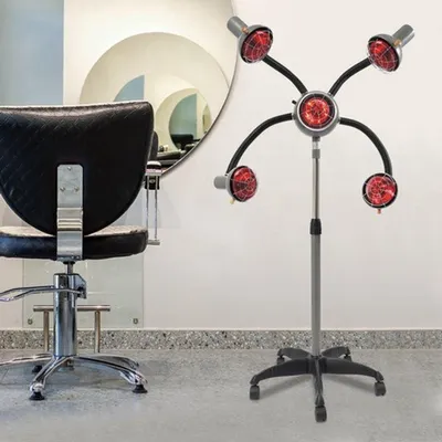 Obrázek produktu pro Infračervená topná lampa pro kadeřnické salony Haarstomer 5-Kops – výkon 750 W – kovová – volně stojící – vhodná pro kadeřnické a kosmetické salony