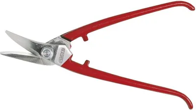 Produktbild von KOMBI- 280 mm linksschneidend – Spezialschere für Kurvenschnitte & lange Schnitte, polierter Kopf, Härte 60–62 HRC, Werkzeugstahl, rot kunststoffbeschichtet