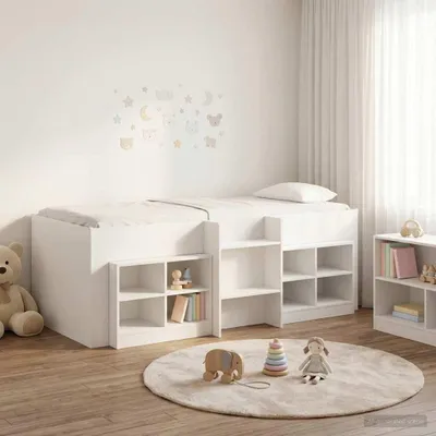 Zdjęcie produktu dla Maison Exclusive - Konstrukcja łóżka typu loft z szafą, 3 sztuki, biały materiał drewnopochodny