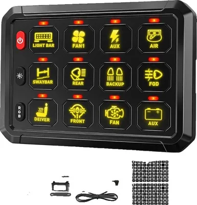 Zdjęcie produktu dla Przełącznik LED RGB, sterowanie Bluetooth, konfigurowalne naklejki, 12 biegów RGB