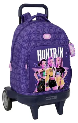 Immagine prodotto di Zaino Safta K-pop, modello Demon Hunters Fighters, compatto ed evolutivo, capacità 33 litri, con ruote, colore viola. Per bambini, colore viola, taglia unica