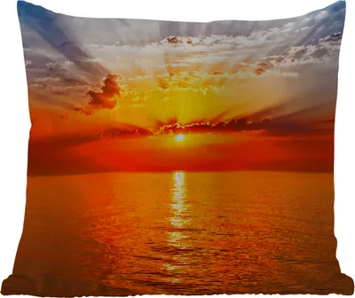 Produktbild von MuchoWow® Outdoor Kissen - Sonnenuntergang - Meer - Himmel - Orange - Horizont - Wasser - 50x50 cm - Wetterfest - Lounge Kissen - Komfortabel - Kissen mit Bild