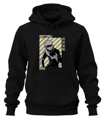 Obrázek produktu pro Satoru Gojo Jujutsu Kaisen Anime Aesthetics Fan Gift Manga Uni mikina s kapucí, černá, L