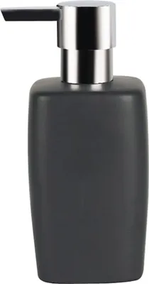 Zdjęcie produktu dla Dozownik mydła Spirella „Retro” | z pompką w kolorze stali nierdzewnej | Dozownik mydła w płynie | Porcelana | 300 ml | Trwały i wytrzymały | Czarny