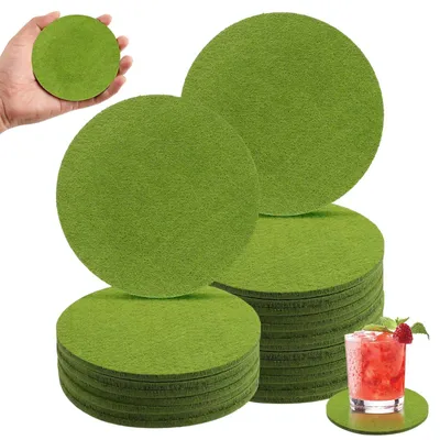 Productafbeelding van Omgoods - Set van 30 Ronde Vilten Onderzetters 10 cm, Antislip en Duurzaam
