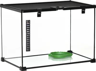Produktbild von Fortuna Lai Terrarium für Reptilien 50 x 30 x 35 cm, Glasterrarium Fütterungsbox für Reptilienzucht, Metallstruktur