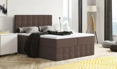 Produktbild von Bett, Boxspringbett MERA PREMIUM mit Bettkästen OHNE Topper, Doppelbett, Stauraum, Schlafzimmer, Polsterbett, 180x200 cm, (Braun - Aura 04)