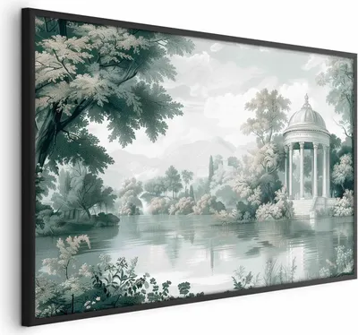 Produktbild von Posterpapier Poster - Landscape with a Park and Lake in Retro Greens 30x21 cm Landschaften c-H-10046-ao-a