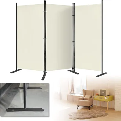 Produktbild von ACXIN Paravent Raumteiler Sichtschutz Trennwand 275 x 180 cm 3 Teile Sichtschutzwand Wandschirm Faltbar Garten Büros Raumteiler Stellwand (Creme)