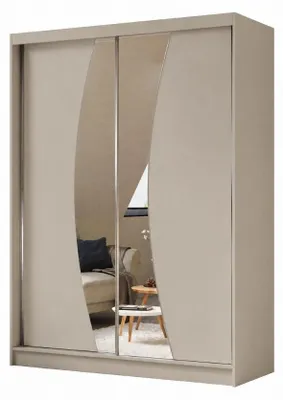Obrázek produktu pro Šatní skříň Vex, výška 150 cm, se zrcadlem a dvěma posuvnými dveřmi (barva: kašmír)