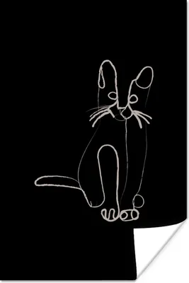 Produktbild von MuchoWow® Poster Katze - Haustier - Linienkunst 80x120 cm - Papierdruck