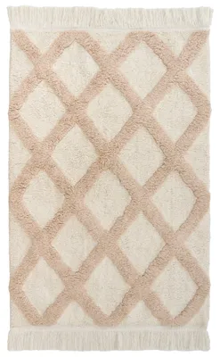 Produktbild von BELIANI Teppich Hellbeige Baumwolle Rechteckig 60 x 90 cm mit Fransen Kurzflor Kurzhaar Modern Boho Stil für Kinderzimmer Wohnzimmer