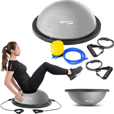 Obrázok produktu pre Balančná lopta Hop-Sport HS-L058B Balance Trainer Exercise Ball s expandérom a pumpou na fitness, tréning stability Ø 63,5 cm - sivá