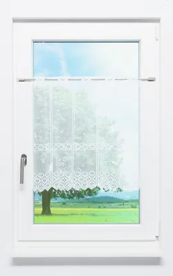 Produktbild von Scheibengardine Lysel - Kleeblatt Design  (Bx H) 40,5cm * 60cm Weiß/reinweiß