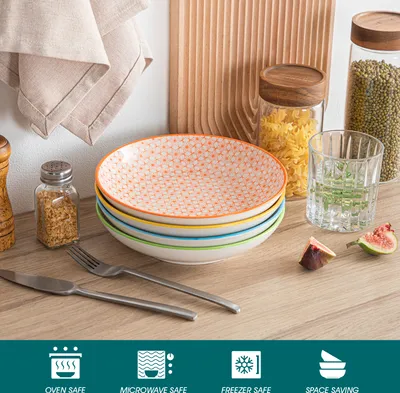 Produktbild von Vancasso Natsuki 4-teilig Porzellan Suppenteller, Ø 21,2 cm Tiefteller
