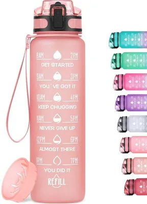 Image de Bouteille d'eau légère de 1 litre en Tritan avec paille, sans BPA, pour le sport