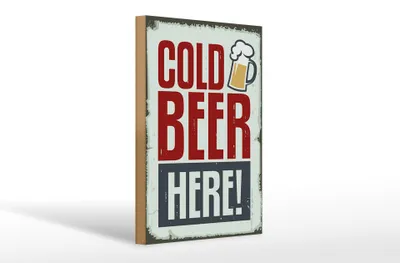 Produktbild von Holzschild 20x30cm Cold beer here Bier