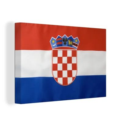Obrázok produktu pre OneMillionCanvasses® - Plátno - 140x90 cm, fotografia chorvátskej vlajky, nástenná dekorácia - fotografia na plátne - maľba na drevenom ráme