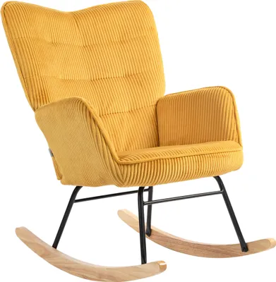 Image de Fauteuil à bascule HOMCOM, fauteuil à bascule aspect corde, avec accoudoirs, pour le salon