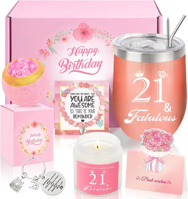 Imagen del producto de Caja de regalo para el 21º cumpleaños, set de regalo para mujeres, sorpresas, 1 unidad, ideal para amigas