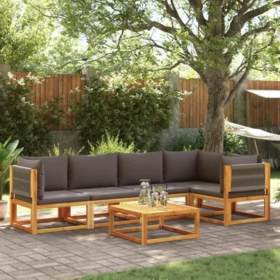 Produktbild von "2026 Promotion" 6-tlg. Gartensofa-Set - Loungesofa - mit Kissen - Holz Akazie & Seil - Gartensofas CC13680