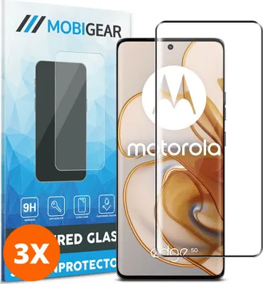 Produktbild von Mobigear Premium 10.00 Motorola Edge 50 Panzerglas Gehärtetes Glas Displayschutz - Hüllenfreundlich (3er Pack)