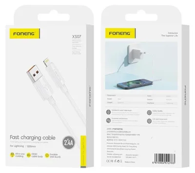 Zdjęcie produktu dla Foneng Kabel Xs07 Lightning 2.4A 1M Biały
