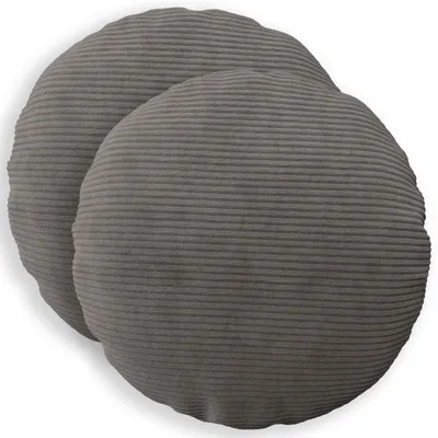Imagen del producto de vidaXL Fundas de cojín, 2 unidades, modelo HEERLEN, color gris oscuro, diámetro 60 cm, tejido de cuerda