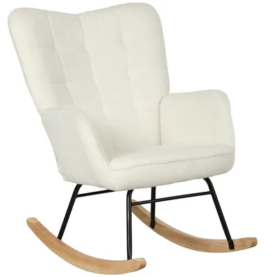 Obrázok produktu pre HOMCOM Hojdacia stolička, relaxačné kreslo do 120 kg, polyester, biela